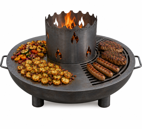 Grillplatte mit Krone für Feuerschale in Stahl